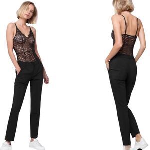 Anine Bing Black Tuxedo Snap Button Accent Pants Size Medium